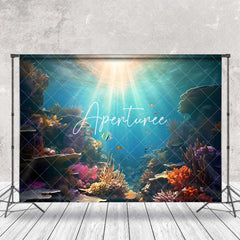 Aperturee - Mysterious Light Fish Seaweed Blue Undersea Backdrop