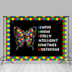 Aperturee - Mysterious Puzzle Butterfly Black Autism Backdrop