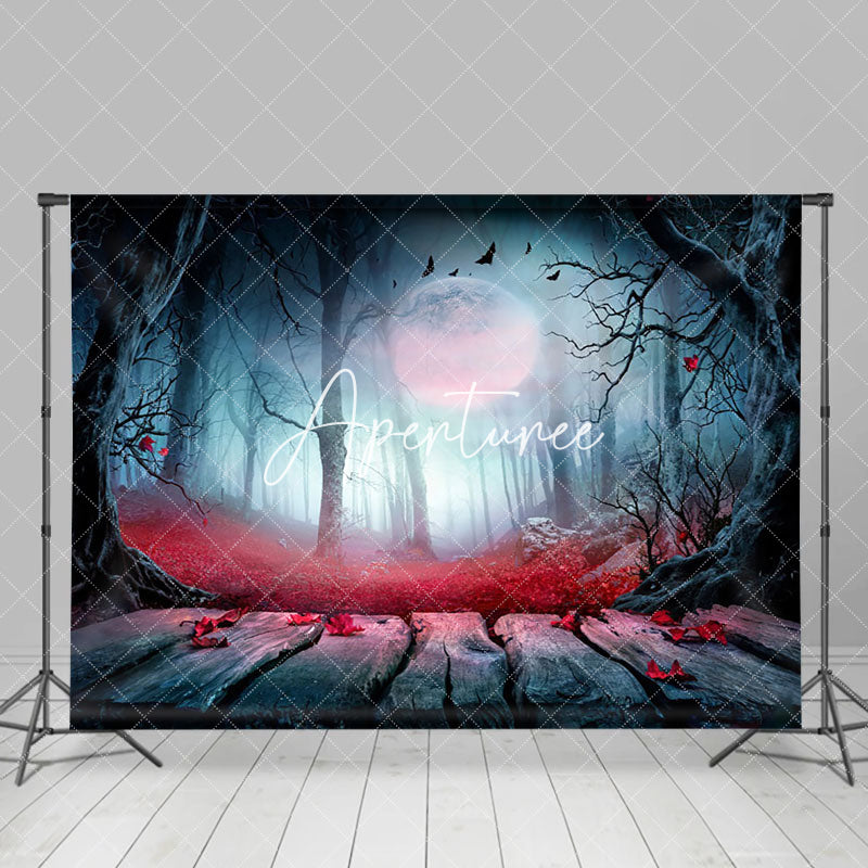 Aperturee - Mysterious Terrify Forest Moon Night Halloween Backdrop