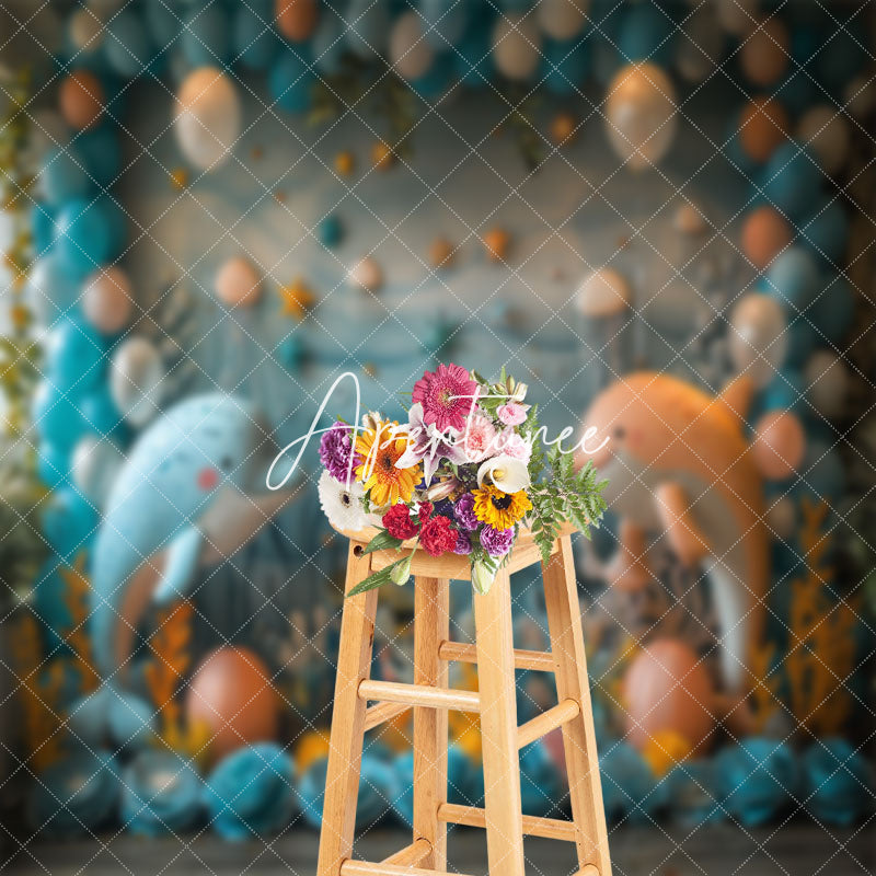 Aperturee - Mysterious Undersea Dolphin Coral Cake Smash Backdrop