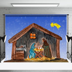 Aperturee - Nativity Manger Scene Star Photo Christmas Backdrop