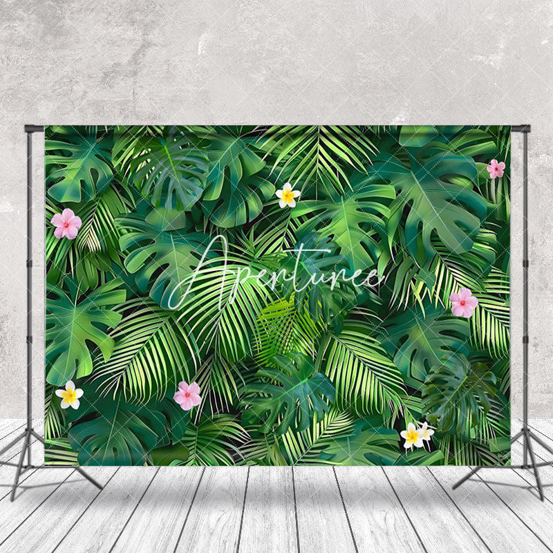 Aperturee - Natural Floral Monstera Plant Spring Photo Backdrop