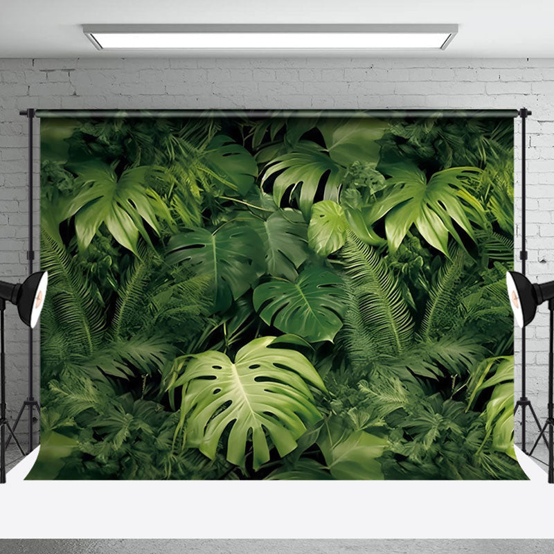 Aperturee - Natural Green Monstera Leaves Spring Photo Backdrop