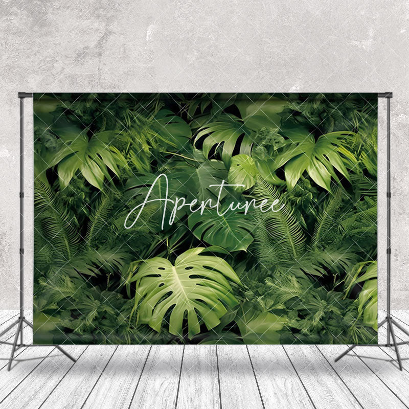 Aperturee - Natural Green Monstera Leaves Spring Photo Backdrop