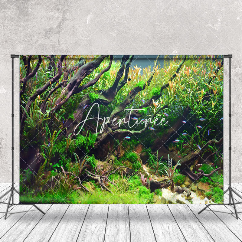 Aperturee - Natural Green Seaweed Fish Tank Landscaping Backdrop