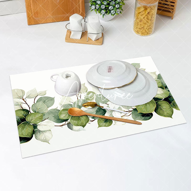 Aperturee - Natural Spring Greenery Dining Set Of 4 Placemats