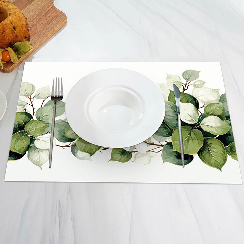 Aperturee - Natural Spring Greenery Dining Set Of 4 Placemats