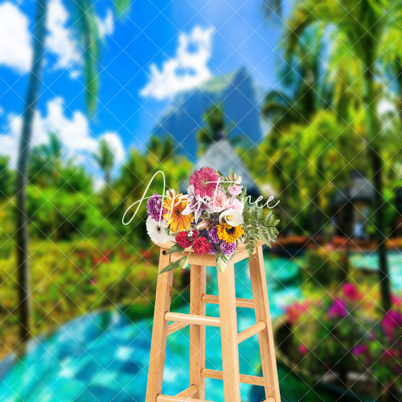 Aperturee - Natural Summer Swimming Pool Photography Backdrop