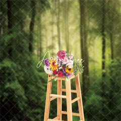 Aperturee - Nature Fog Green Forest Backdrop For Photo Booth