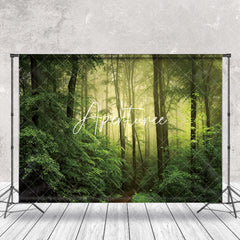 Aperturee - Nature Fog Green Forest Backdrop For Photo Booth