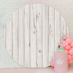 Aperturee - Nature Off White Round Wooden Birthday Backdrop