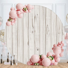 Aperturee - Nature Off White Round Wooden Birthday Backdrop