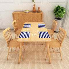 Aperturee - Navy Blue And White Stripe Fabric Set Of 4 Placemats