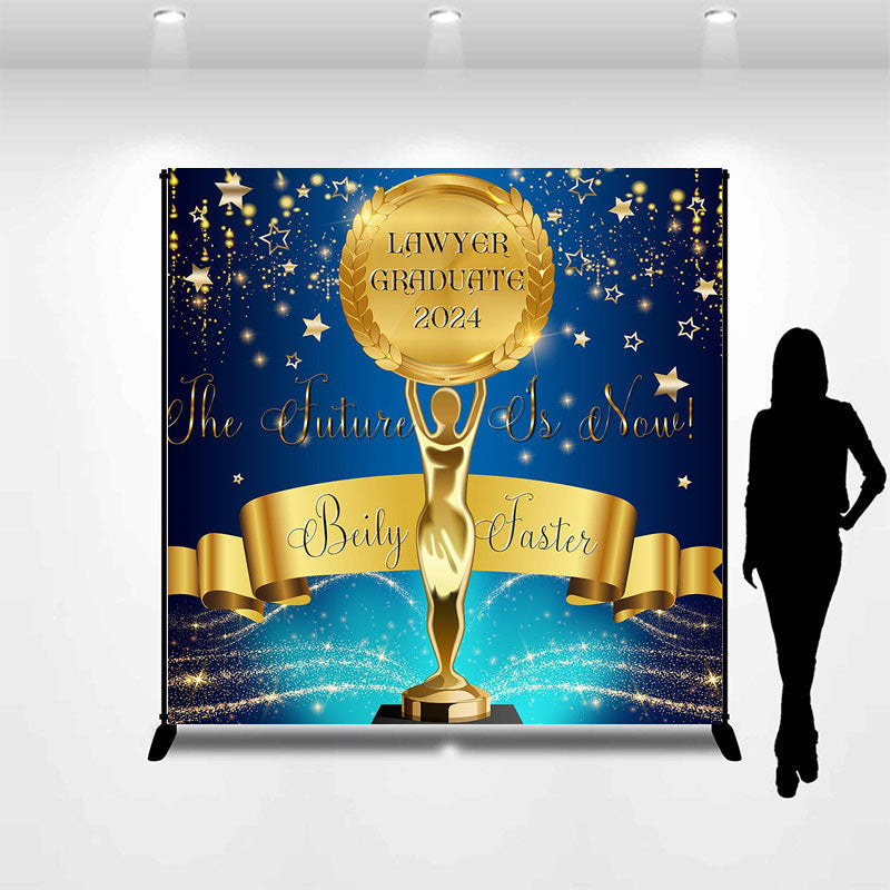 Aperturee - Navy Blue Glitter Lawyer Graduation Custom Backdrop