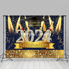 Aperturee - Navy Blue Gold Class Of 2024 Congrats Grad Backdrop