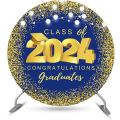 Aperturee - Navy Blue Gold Spot Light Circle Graduation Backdrop