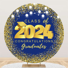 Aperturee - Navy Blue Gold Spot Light Circle Graduation Backdrop