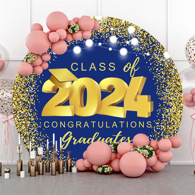 Aperturee - Navy Blue Gold Spot Light Circle Graduation Backdrop