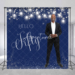 Aperturee - Navy Blue Silver Custom 50th Birthday Photo Backdrop