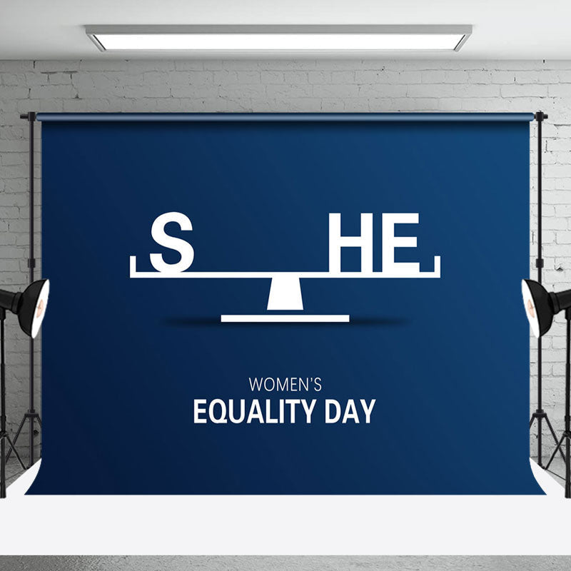 Aperturee - Navy Blue White Balance Womens Equality Day Backdrop