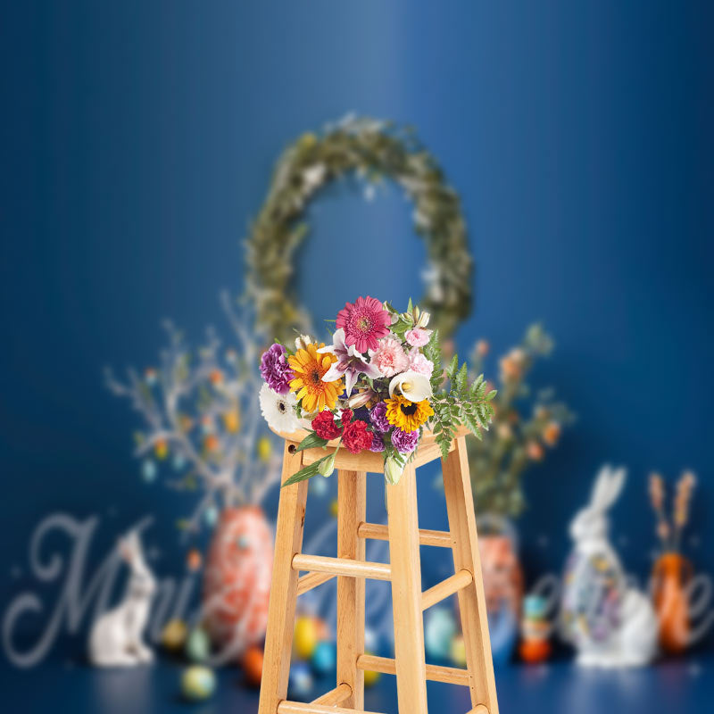 Aperturee - Navy Blue Wreath Ceramic Jar Spring Easter Backdrop