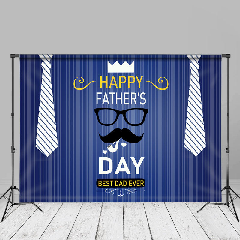 Aperturee - Necktie Beard Blue Stripe Happy Fathers Day Backdrop