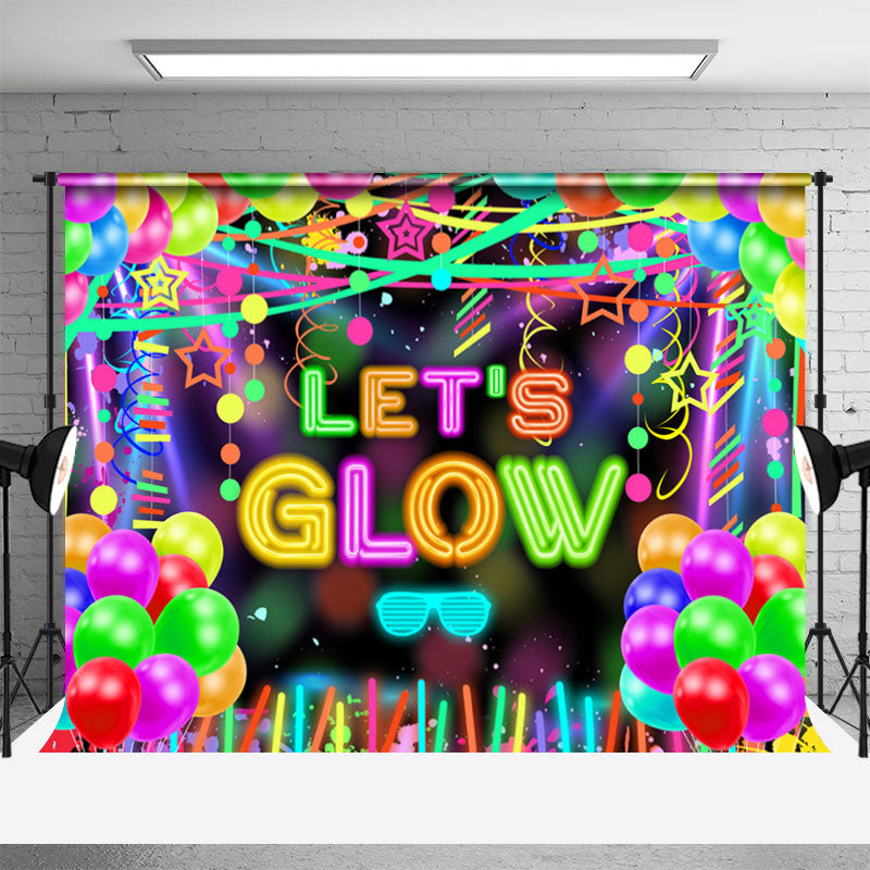 Aperturee - Neon Color Confetti Lets Glow Dance Party Backdrop