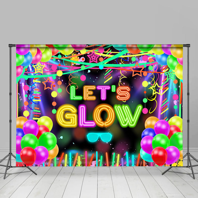 Aperturee - Neon Color Confetti Lets Glow Dance Party Backdrop