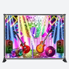 Aperturee - Neon Light Ball Music Band Dance Party Backdrop