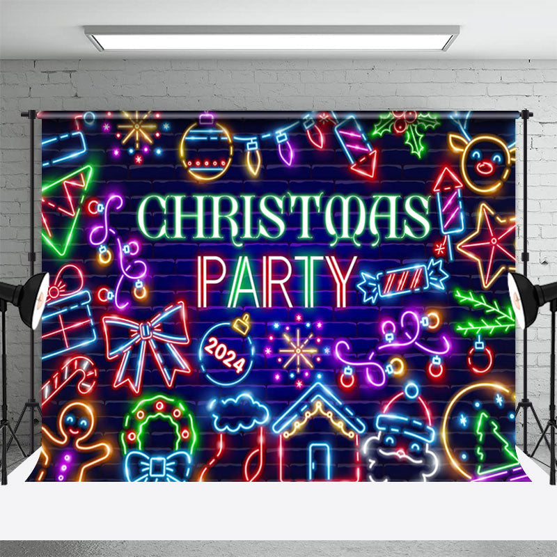 Aperturee - Neon Light Brick Wall Backdrop For Christmas Party