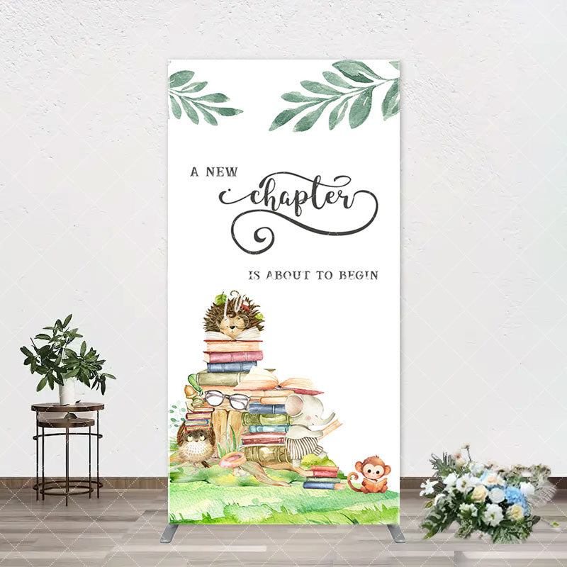 Aperturee - New Chapter Books Animals Arch Baby Shower Backdrop