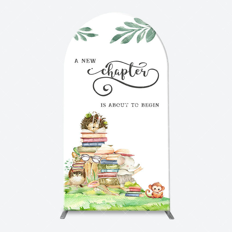 Aperturee - New Chapter Books Animals Arch Baby Shower Backdrop