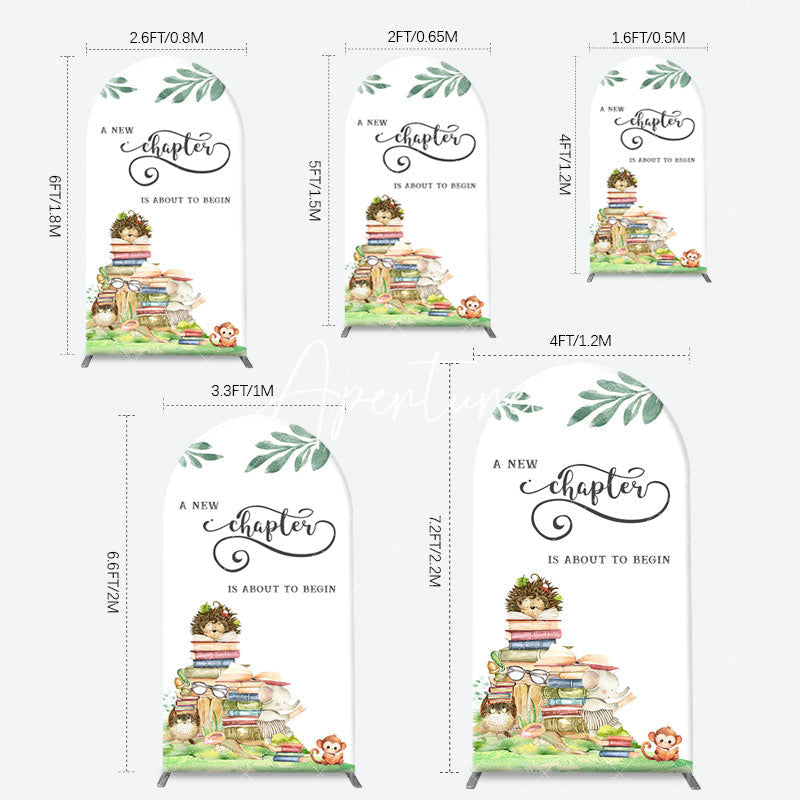 Aperturee - New Chapter Books Animals Arch Baby Shower Backdrop