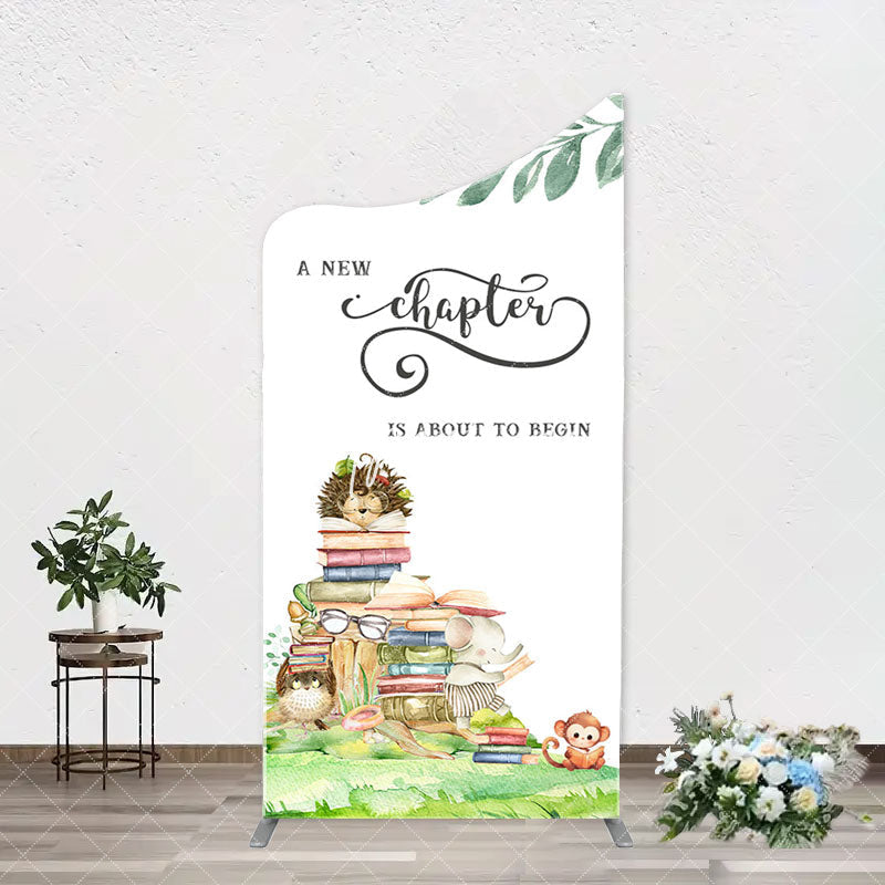 Aperturee - New Chapter Books Animals Arch Baby Shower Backdrop