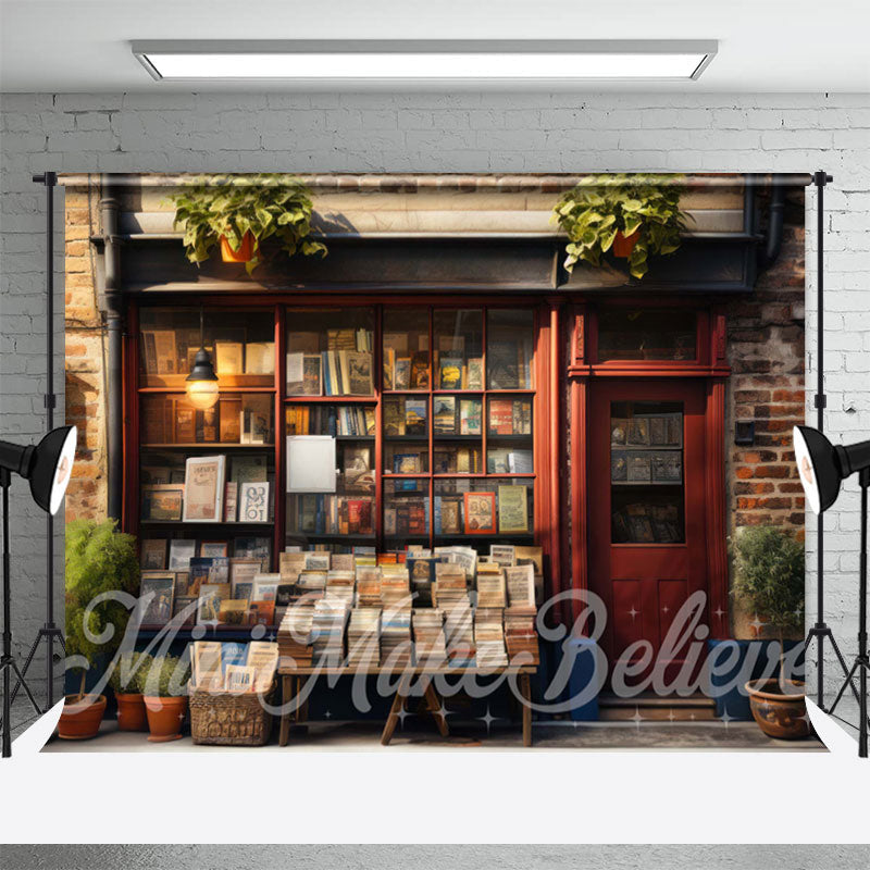 Aperturee - Newsstand Bookstore Brick Wall Birthday Backdrop