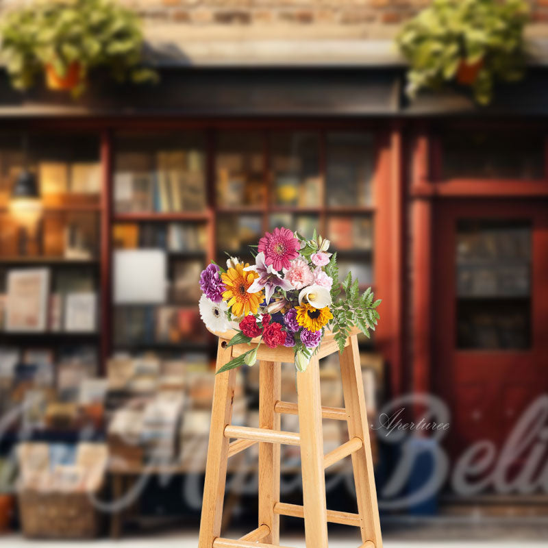 Aperturee - Newsstand Bookstore Brick Wall Birthday Backdrop