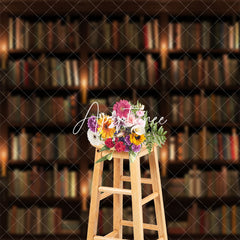 Aperturee - Night Bookcase Retro Wall Backdrop For Photography