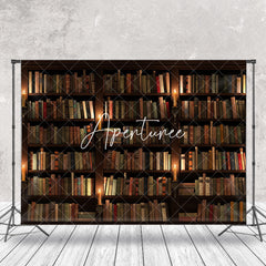 Aperturee - Night Bookcase Retro Wall Backdrop For Photography