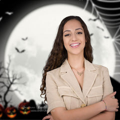 Aperturee - Night Cobweb Moon Bats Shadow Halloween Party Backdrop