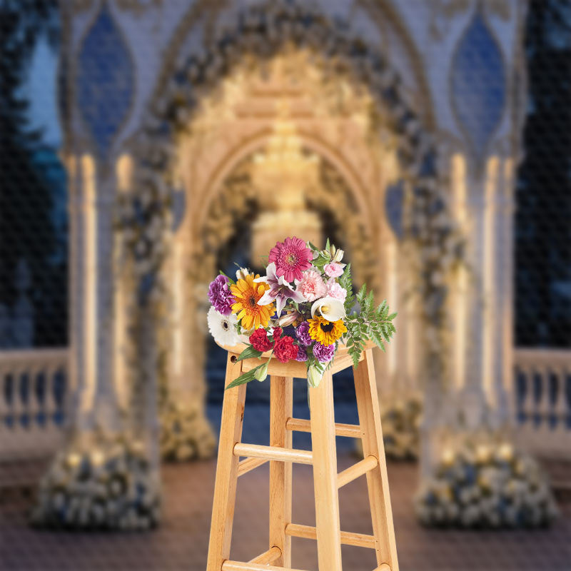 Aperturee - Night Floral Pavilion Birthday Cake Smash Backdrop