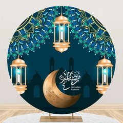 Aperturee - Night Lantern Moon Mandala Round Eid Mubarak Backdrop