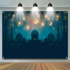 Aperturee - Night Moon Stars Palace Shadow Eid Mubarak Backdrop