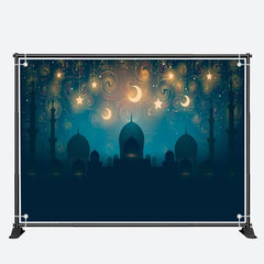 Aperturee - Night Moon Stars Palace Shadow Eid Mubarak Backdrop