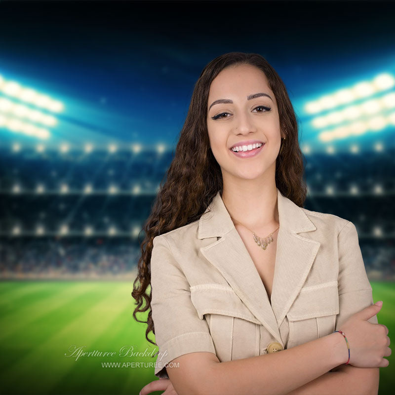 Aperturee - Night Soccer Stadium Shining Led Light Photo Backdrop