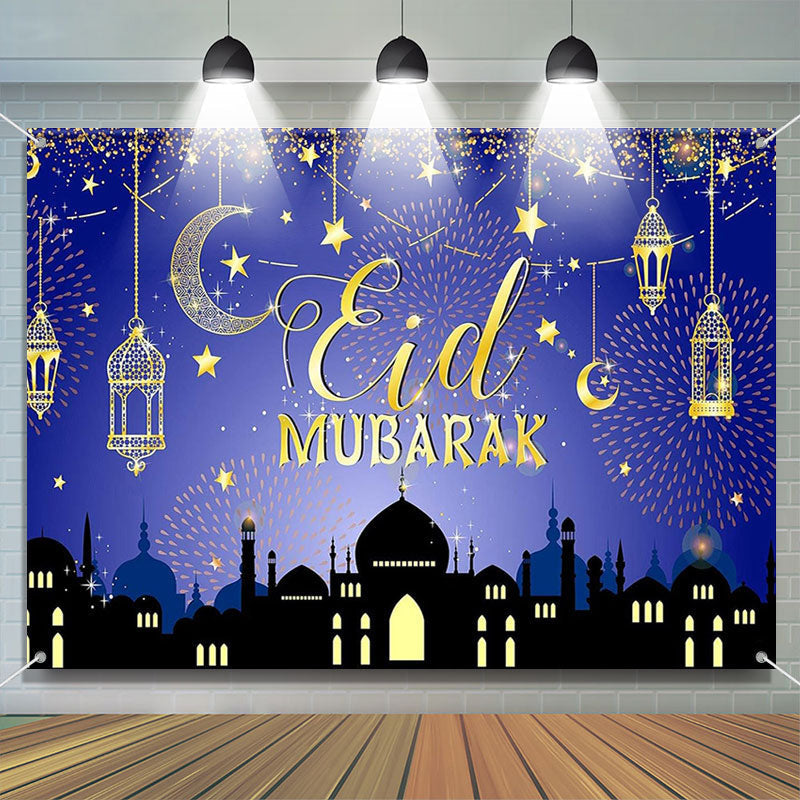 Aperturee - Night Sparks Shadow Palace Light Eid Mubarak Backdrop