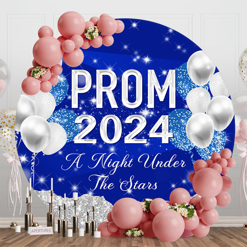 Aperturee - Night Under Stars Glitter Balloon Round Prom Backdrop