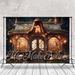 Aperturee - Night Ushroom Magic Light Lively Cabin Backdrop