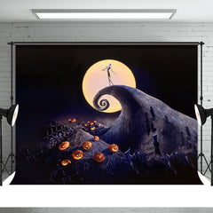 Aperturee - Nightmare Mountain Moon Halloween Pumpkin Backdrop