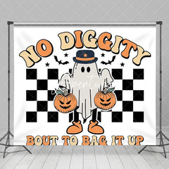 Aperturee - No Diggity Bout To Bag It Up Ghost Halloween Backdrop