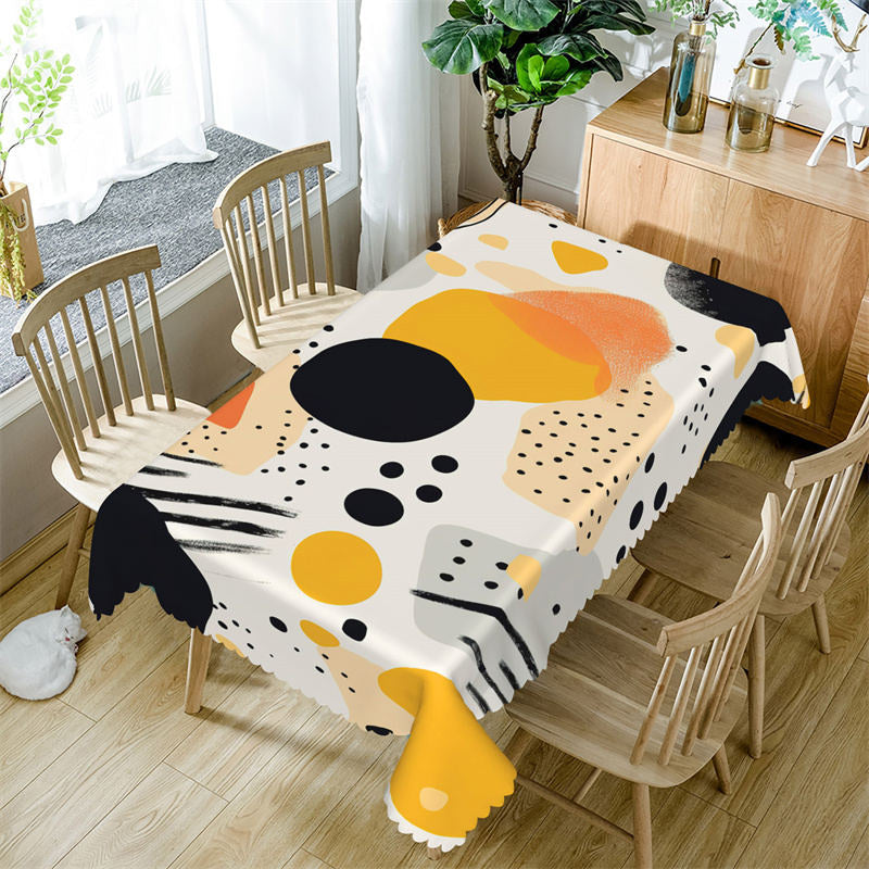 Aperturee - Nordic Circles Dots Abstract Rectangle Tablecloth